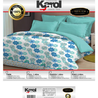 Juego de sábana - Floreado celeste