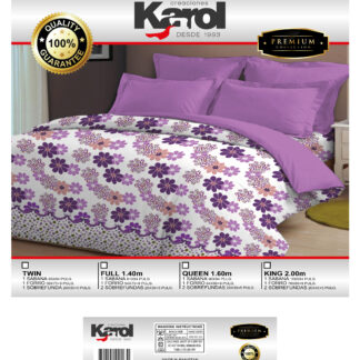 Juego de Sábana - Floreado Rosa y Morado