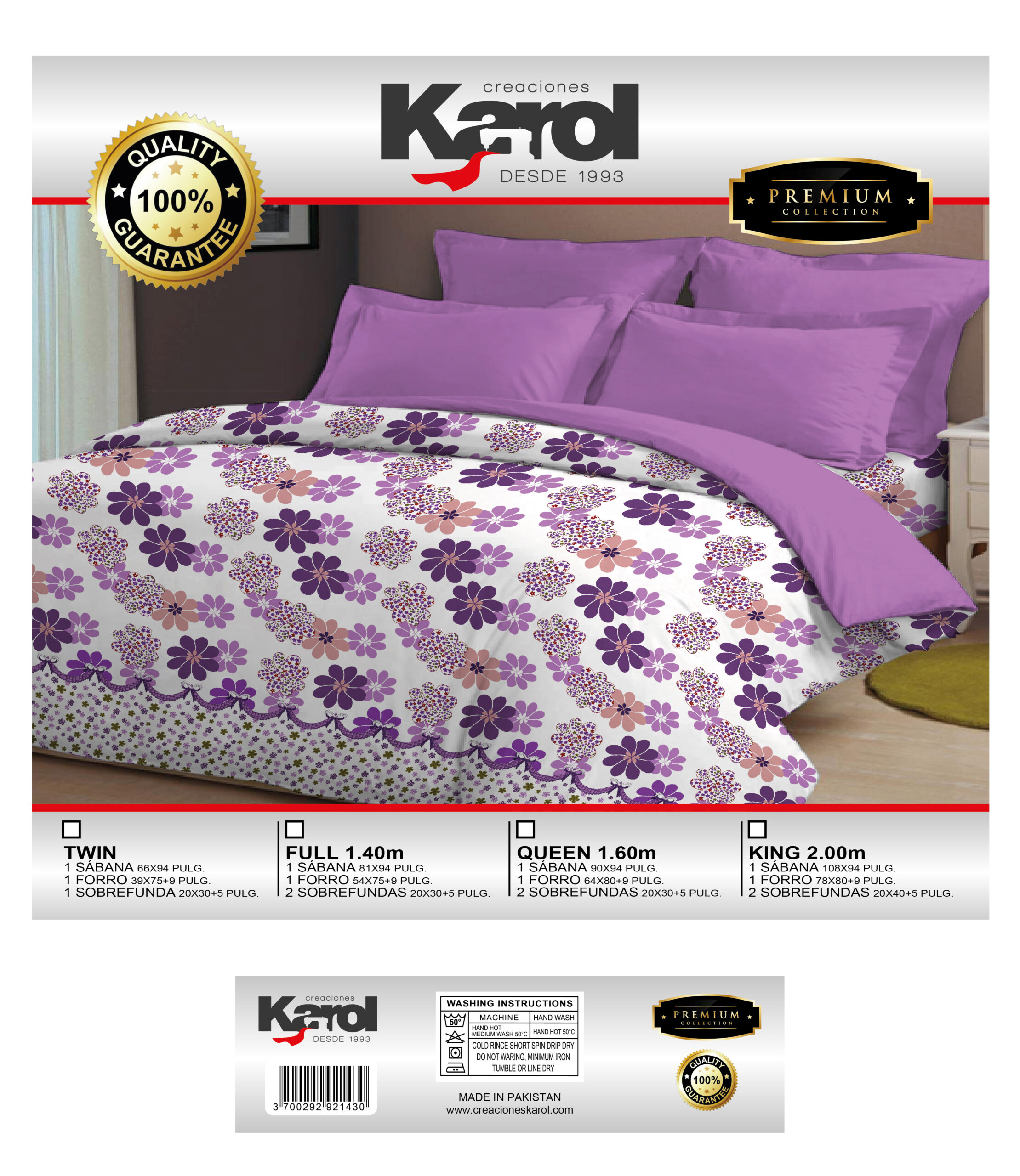 Juego de Sábana - Floreado Rosa y Morado