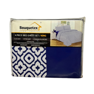 Set de Sábanas Bouquetex azul marino- Tamaño KING